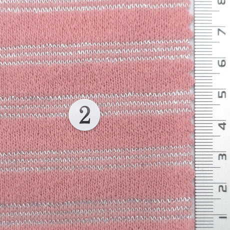 Light Pink - Metallic Stripe Knit Acry Metal Fabric - FAB1858