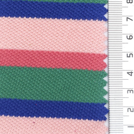 1: Plum-2: Pink-3: Navy Blue-4: Red-5: Maroon - Medium Weight Textured Striped Cotton Pique Knit Fabric - FAB 1929