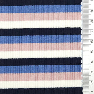 Stripe Rib YarnDyed Rayon Spandex Knit Fabric - FAB1779 - Light blue