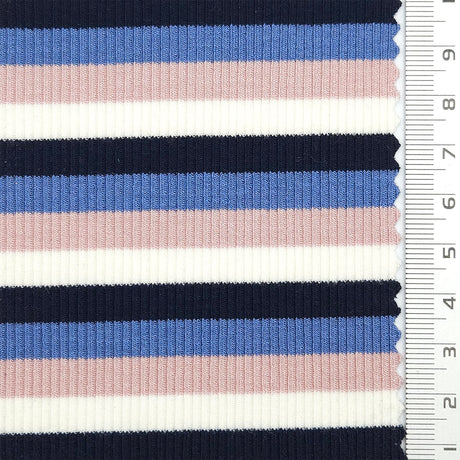 Stripe Rib YarnDyed Rayon Spandex Knit Fabric - FAB1779 - 1.Red-2.Light blue-3.Yellow-4.Black 