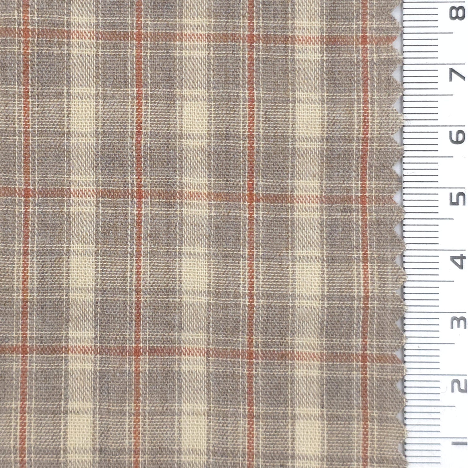 Taupe - Lightweight Crisp Check Cotton Poly Shirting Woven Fabric - FAB 1938