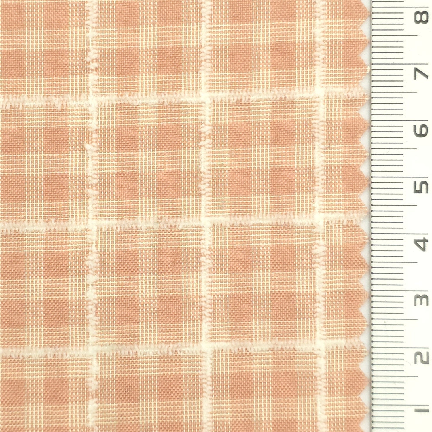 Peach - Textured Lightweight Embroidered Plaid Poly Cotton Shirting Woven Fabric - FAB 1935