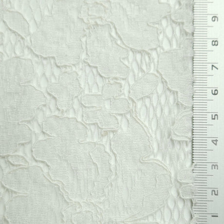 Solid Floral Lace Cotton Nylon Knit Fabric | FAB1561 | 1.Khaki, 2.White, 3.Ivory, 4.Beige, 5.Pink, 6.Red, 7.Green, 8.Black, 9.Navy, 10.Beige by Fabricis.com #