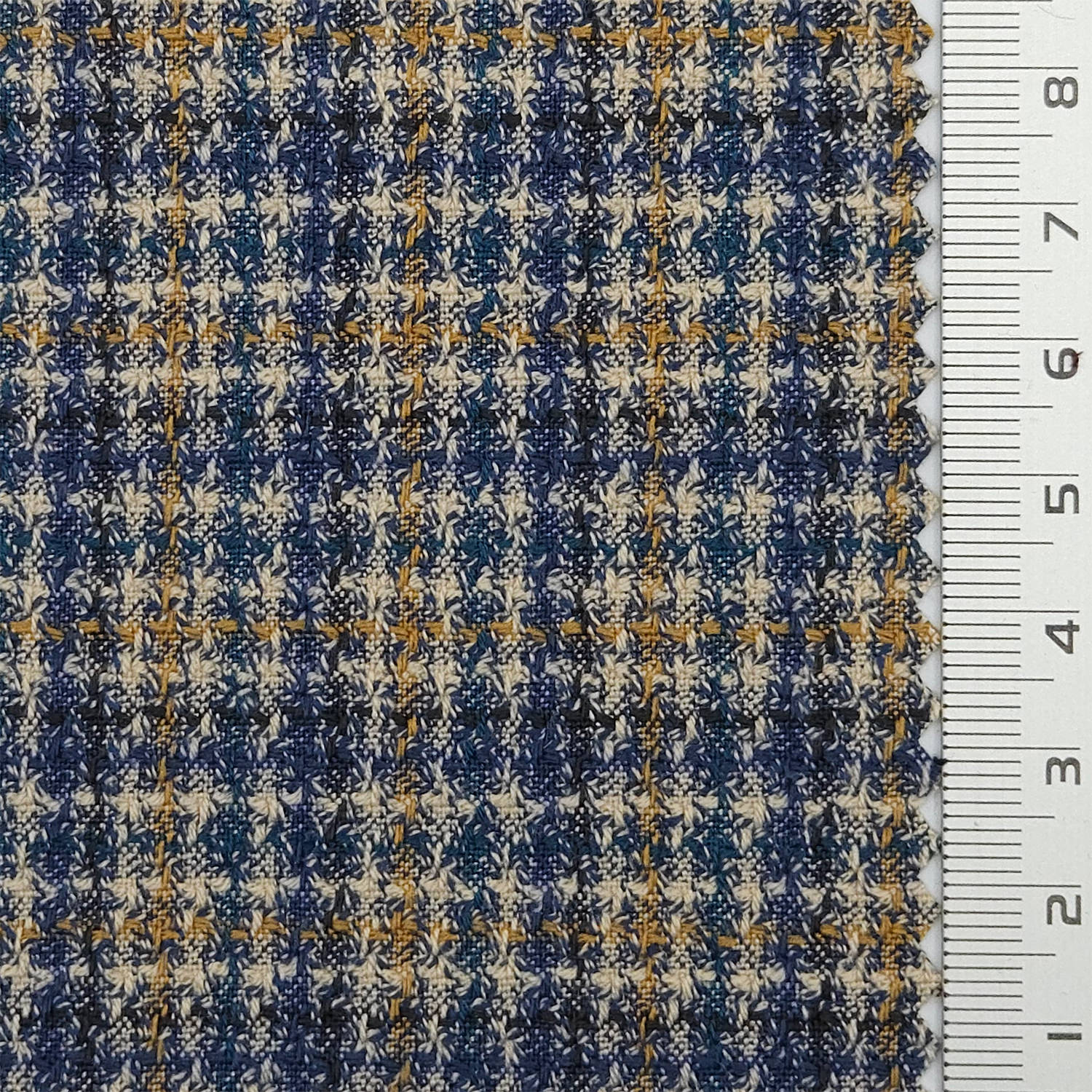 1.Multi-colored plaid-2.Navy blue and black plaid-3.Light-colored plaid-Swatch - Check Tweed YarnDyed Rayon Polyester Spandex Woven Fabric - FAB 1787