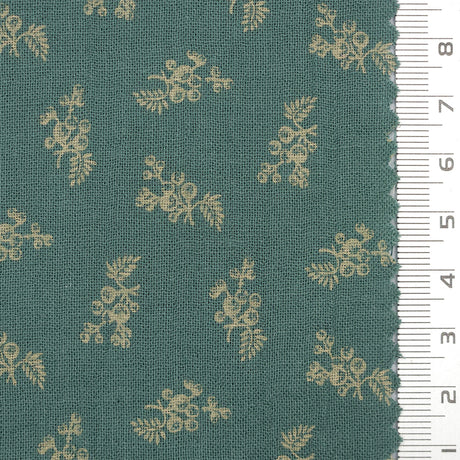 Samll Leafy Print Gauze Cotton Woven Fabric - FAB1749 - 1.Cream-2.Dark teal-3.Cream-4.Tan-5.Black 