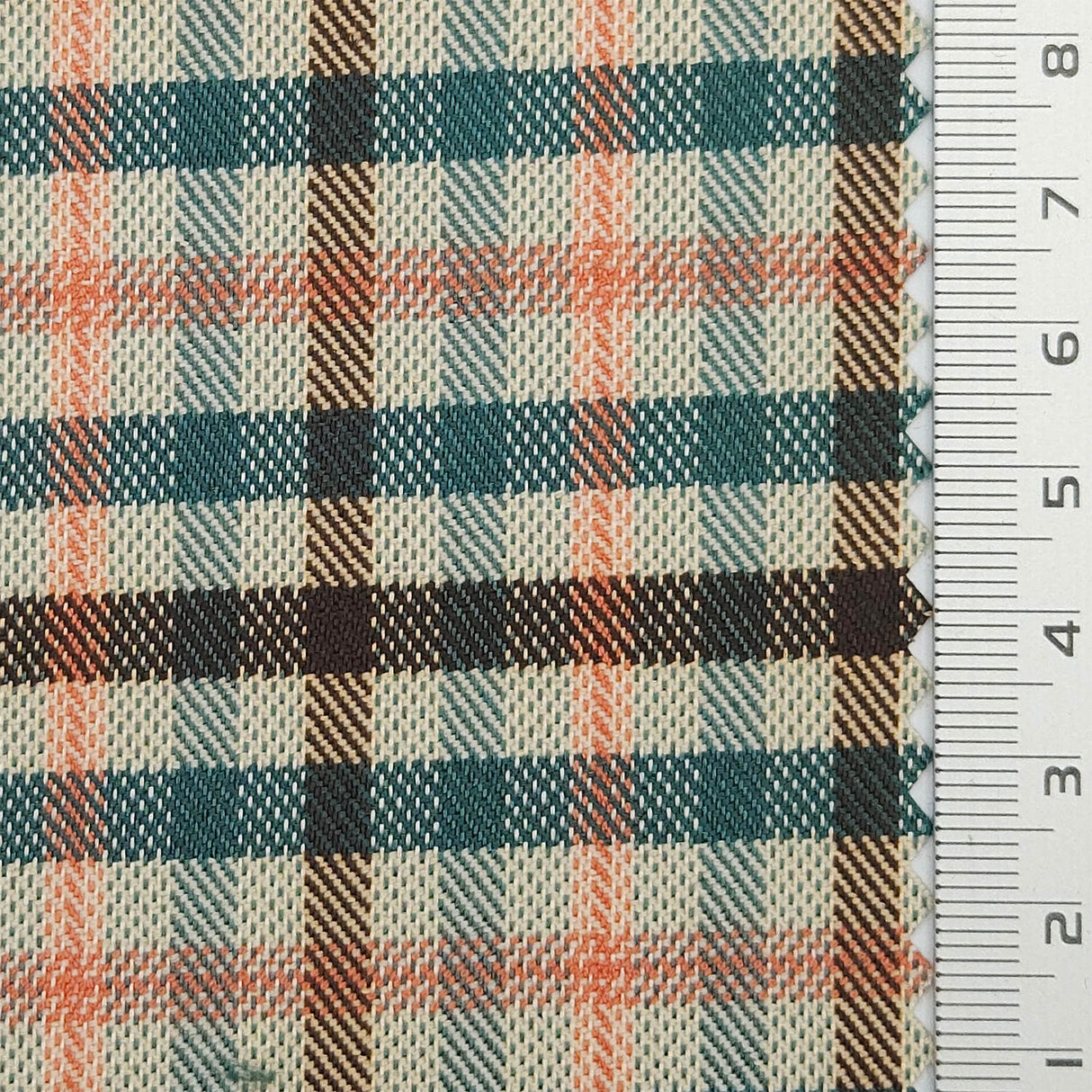 Tartan Plaid Check YarnDyed Spandex Polyester Woven Fabric - FAB1807 - Teal/turquoise and white plaid