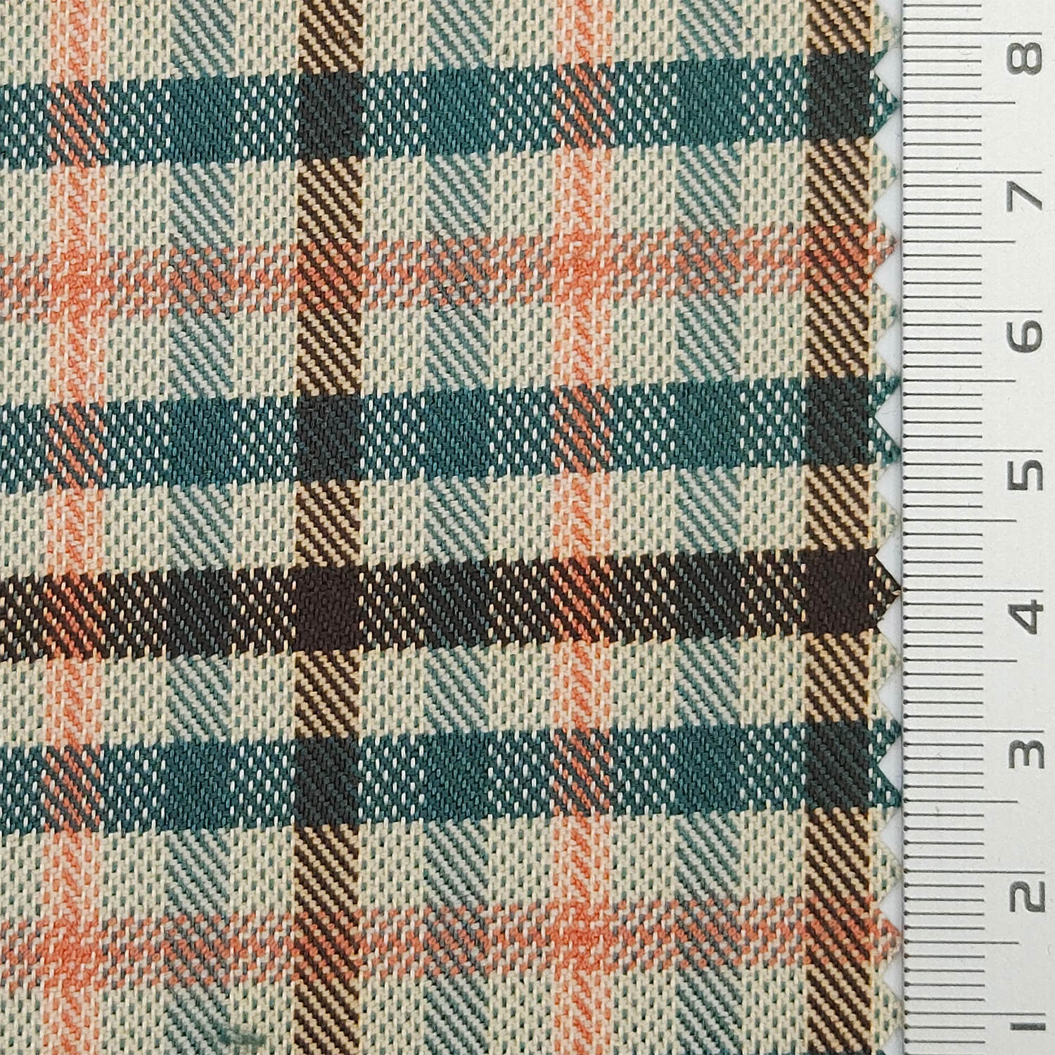 Tartan Plaid Check YarnDyed Spandex Polyester Woven Fabric - FAB 1807 - 2.Teal turquoise and white plaid