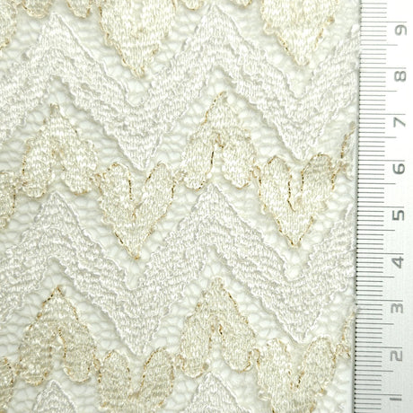 Solid Chevron Lace Polyester Nylon Spandex Knit Fabric | FAB1581 | 1.Polo Blue, 2.Moon Mist, 3.Shadow Green, 4.White, 5.Mercury, 6.Kangaroo, 7.Catalina Blue, 8.Dark Chestnut, 9.Bright Red, 10.Facebook Blue by Fabricis.com #