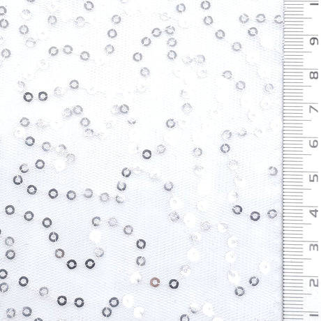 Wave Sequin Polyester Knit Fabric - FAB1979 - Ivory