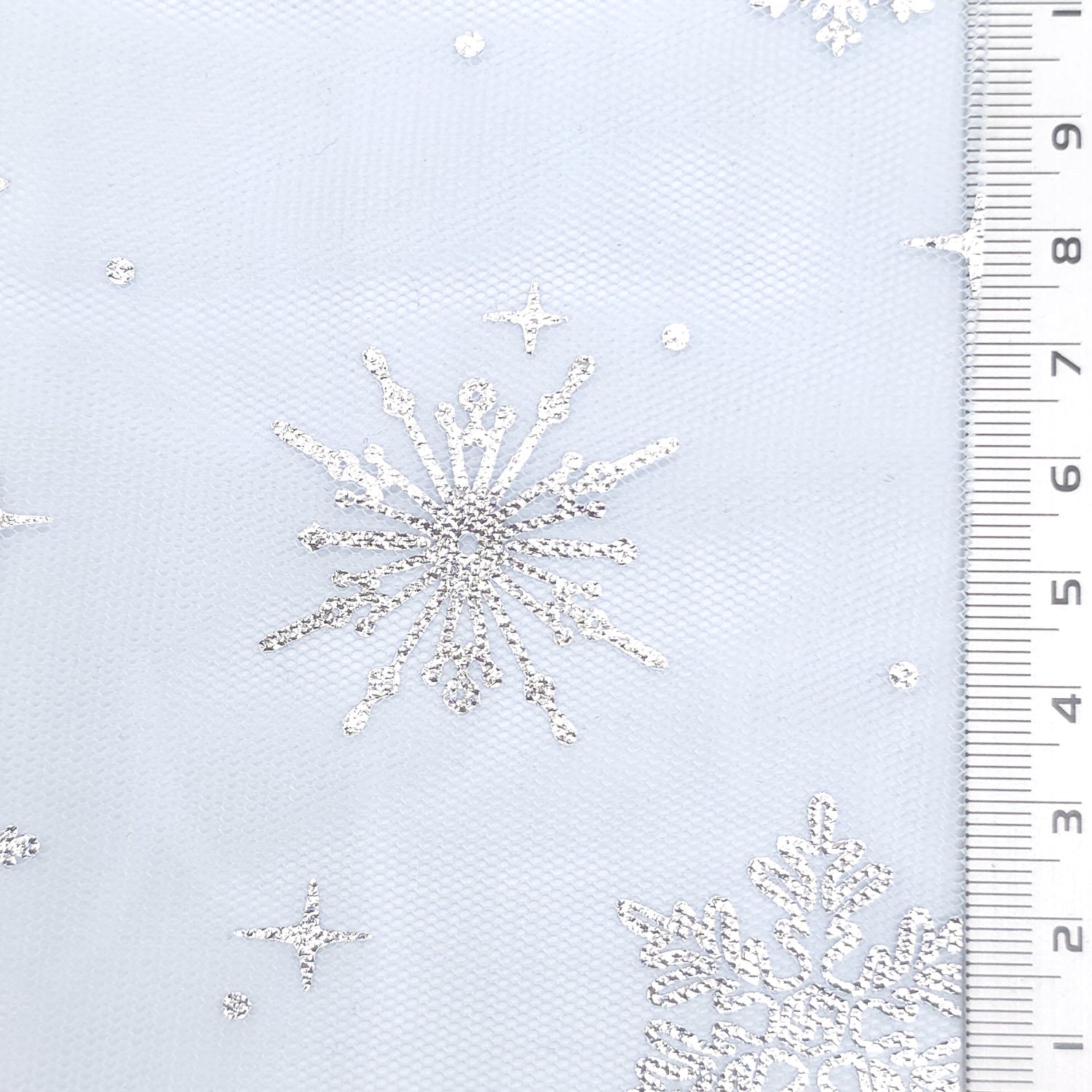 Snowflake Polyester Knit Fabric - FAB1952 - Sky Blue