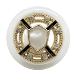Unique Layered Button, 23mm, Gray Stone, Crystal & Clear Acrylic, Fashion & Craft - FBTN257 - Gold / 23mm 