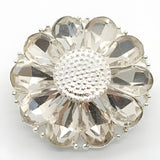 Large Crystal Petal Button, 25mm, Clear Rhinestones, Bridal & Fashion - FBTN262 - Silver / 25mm 