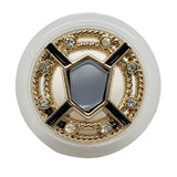 Modern Designer Button, 23mm, Gray Stone & Crystal, Geometric Design, Shank - FBTN256 - Gold / 23mm 