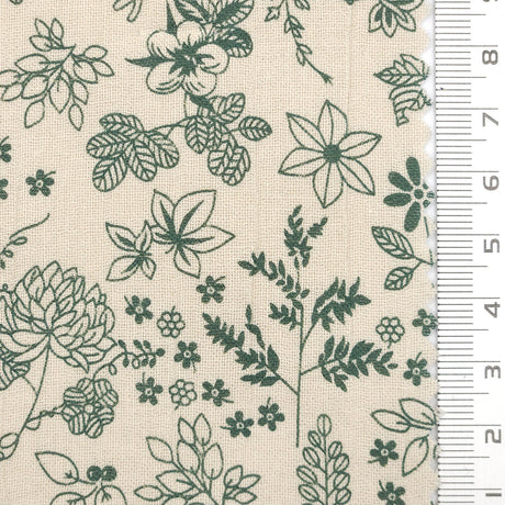 Intricate Botanical Toile Print Gauze Cotton Woven Fabric - FAB1750 - 1.Ivory-2.Cream-3.Beige-4.Powder blue-5.Rose-6.Black 
