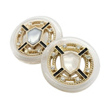 Unique Layered Button, 23mm, Gray Stone, Crystal & Clear Acrylic, Fashion & Craft - FBTN257 - Gold / 23mm 