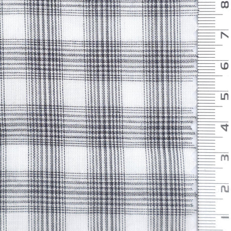 1: Dark Navy Blue-2: Steel Blue-3: White-4: Charcoal Grey-Swatch - Very Light Plaid Cotton Voile Woven Fabric - FAB 1937