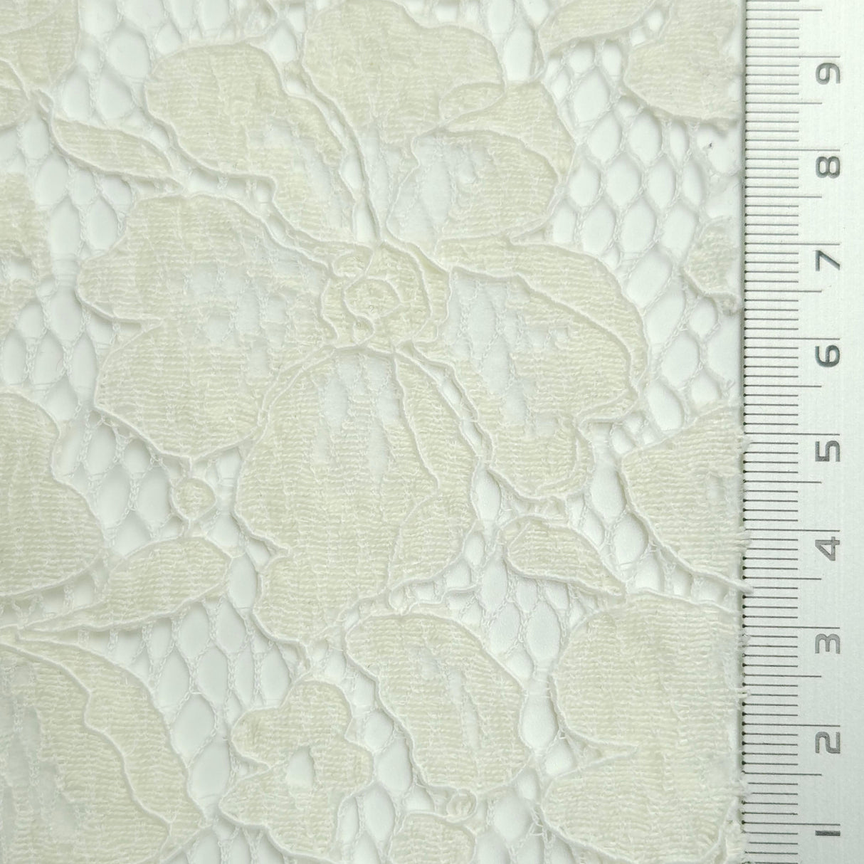 Solid Floral Lace Cotton Nylon Knit Fabric | FAB1561 | 1.Khaki, 2.White, 3.Ivory, 4.Beige, 5.Pink, 6.Red, 7.Green, 8.Black, 9.Navy, 10.Beige by Fabricis.com #