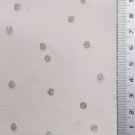 Dot Mesh Metallic Polyester Knit Fabric - FAB1609 - 1.Mint-2.Yellow-3.Pink-4.Ivory-5.White-6.Black 