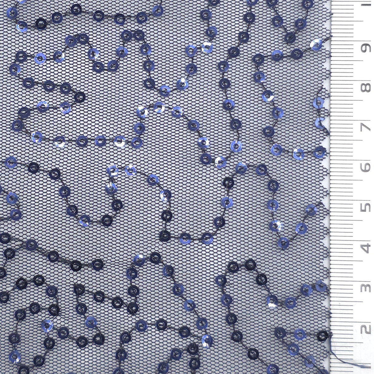 Wave Sequin Polyester Knit Fabric - FAB1979 - Navy