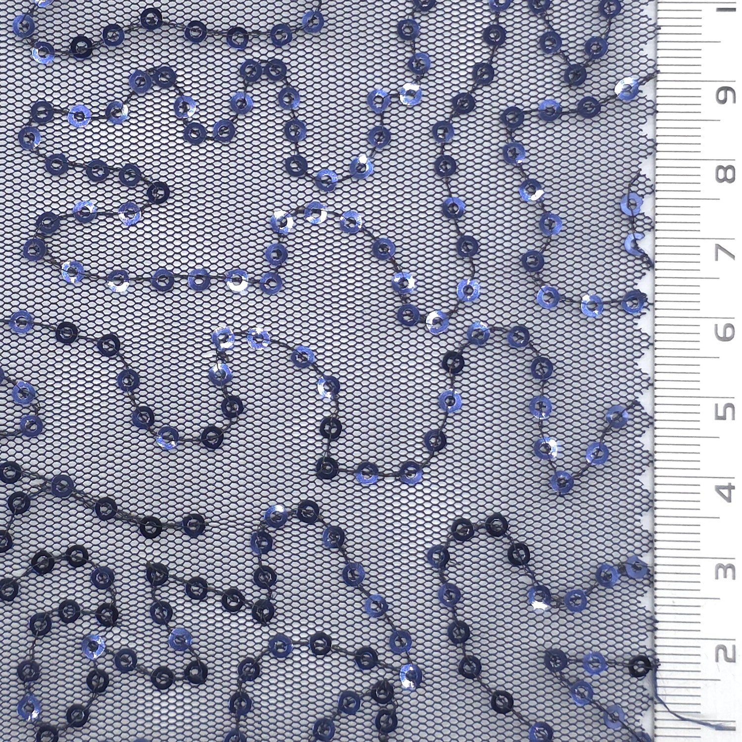 Wave Sequin Polyester Knit Fabric - FAB1979 - Navy