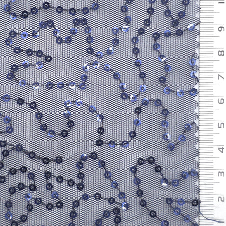 Wave Sequin Polyester Knit Fabric - FAB1979 - Navy