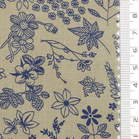 Intricate Botanical Toile Print Gauze Cotton Woven Fabric - FAB1750 - 1.Ivory-2.Cream-3.Beige-4.Powder blue-5.Rose-6.Black 