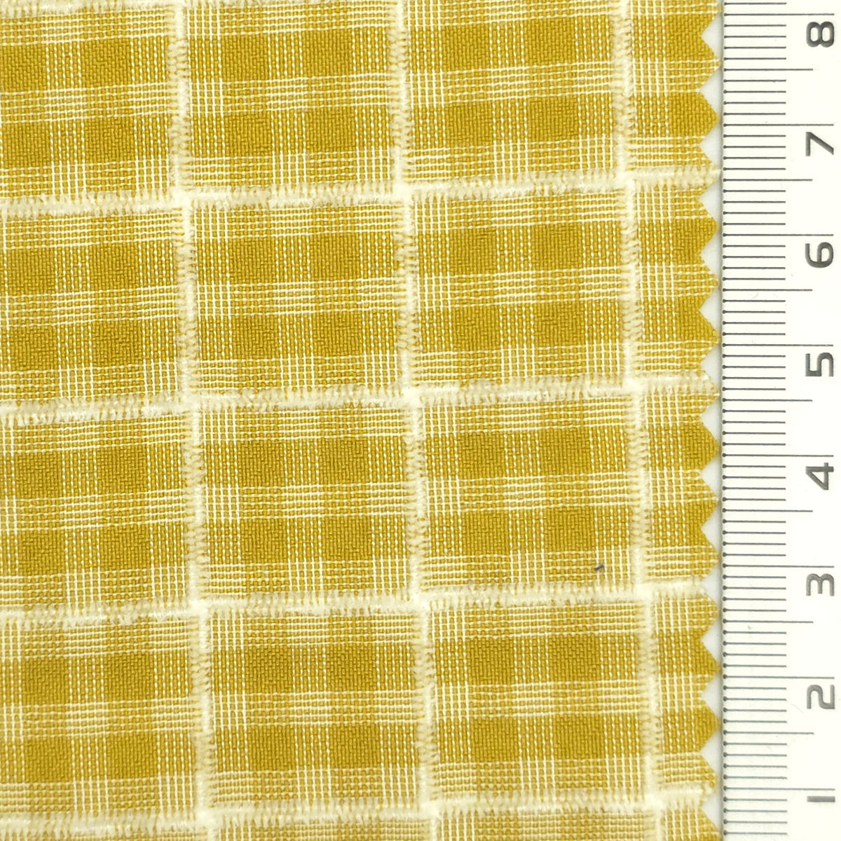 1: Dark Charcoal-2: Peach-3: Mustard Yellow-4: Golden Brown-5: Tan - Textured Lightweight Embroidered Plaid Poly Cotton Shirting Woven Fabric - FAB 1935