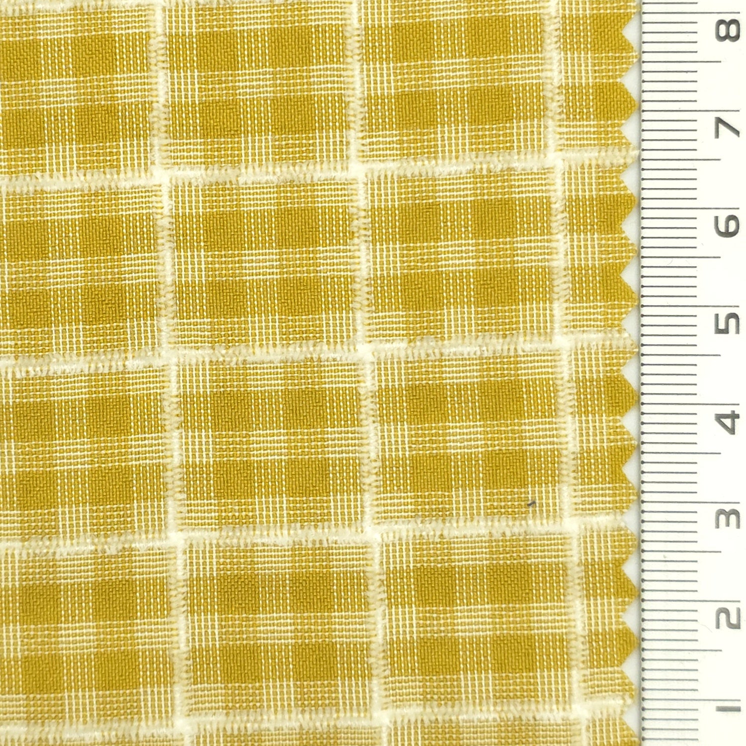 Mustard Yellow - Textured Lightweight Embroidered Plaid Poly Cotton Shirting Woven Fabric - FAB 1935