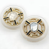 Modern Designer Button, 23mm, Gray Stone & Crystal, Geometric Design, Shank - FBTN256 - Gold / 23mm 