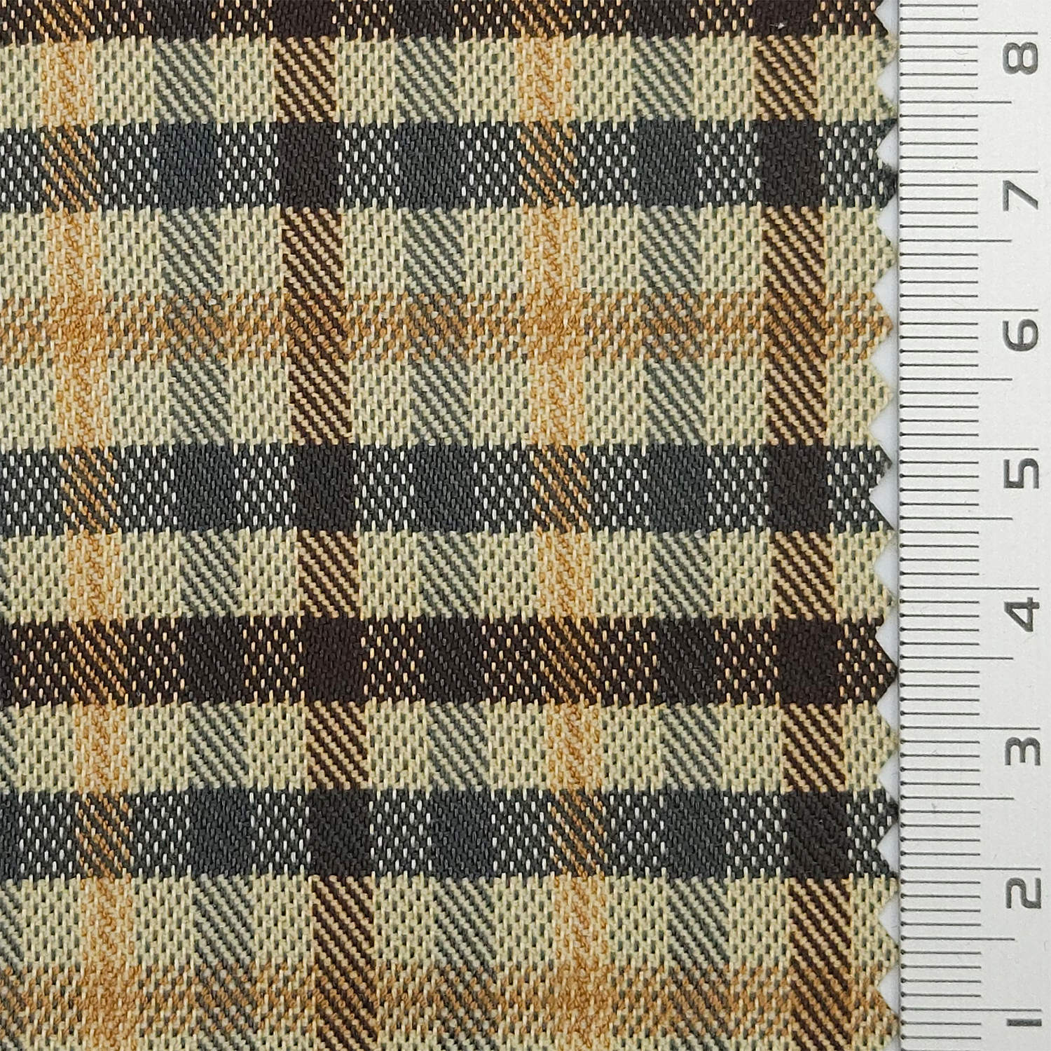 Tartan Plaid Check YarnDyed Spandex Polyester Woven Fabric - FAB 1807 - 3.Khaki and brown plaid