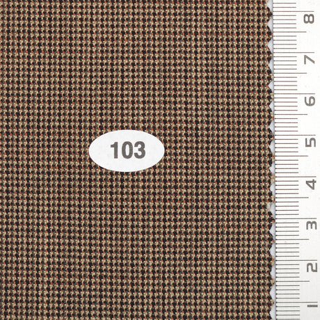 Tiny Houndstooth Polyester Spandex Rayon Woven Fabric - FAB1752 - 1.Beige-2.Red-3.Brown Orange-4.Grey-5.Black 
