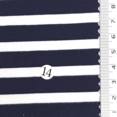 1: Light Blue-2: Pink Beige-3: Navy Blue-4: Dusty Rose-5: Dark Brown - Stable Medium Weight Striped Poly Cotton Span Ponte Knit Fabric - FAB 1922