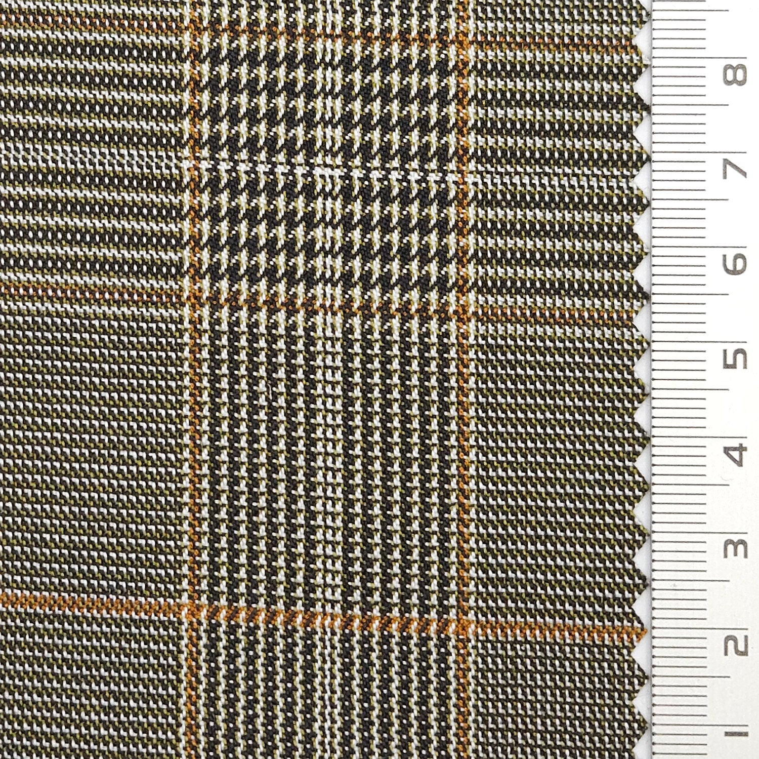 Glen Check YarnDyed Spandex Rayon Polyester Woven Fabric - FAB 1769 - 3.Black and orange plaid