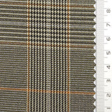Glen Check YarnDyed Spandex Rayon Polyester Woven Fabric - FAB1769 - 1.Black and purple plaid-2.Olive green and Black plaid-3.Black and orange plaid-4.Light brown plaid-5.Black and blue plaid-6.Black and grey plaid 