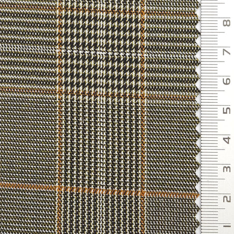 Glen Check YarnDyed Spandex Rayon Polyester Woven Fabric - FAB1769 - 1.Black and purple plaid-2.Olive green and Black plaid-3.Black and orange plaid-4.Light brown plaid-5.Black and blue plaid-6.Black and grey plaid 