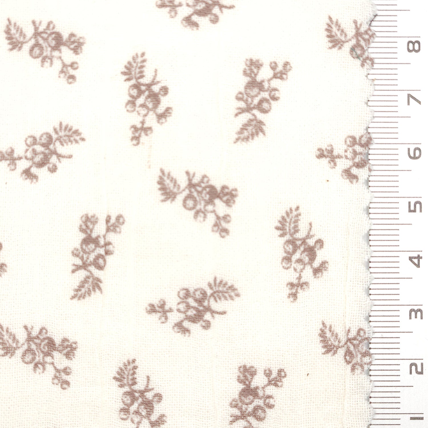 Samll Leafy Print Gauze Cotton Woven Fabric - FAB 1749 - 3.Cream