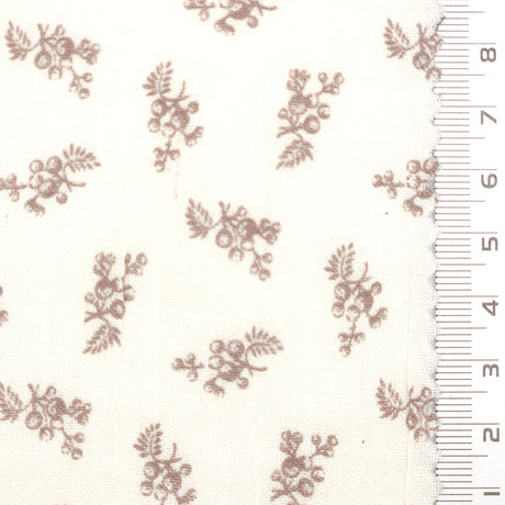 Samll Leafy Print Gauze Cotton Woven Fabric - FAB1749 - 1.Cream-2.Dark teal-3.Cream-4.Tan-5.Black 