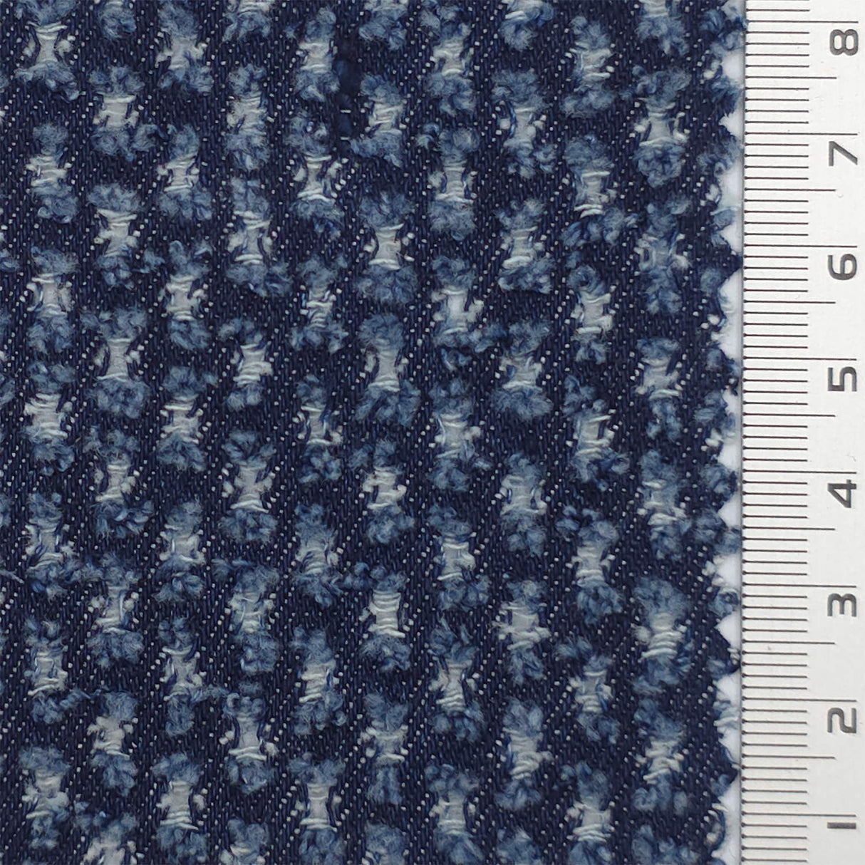 Dark Blue Perforated Distressed Cotton Woven Fabric - FAB1834