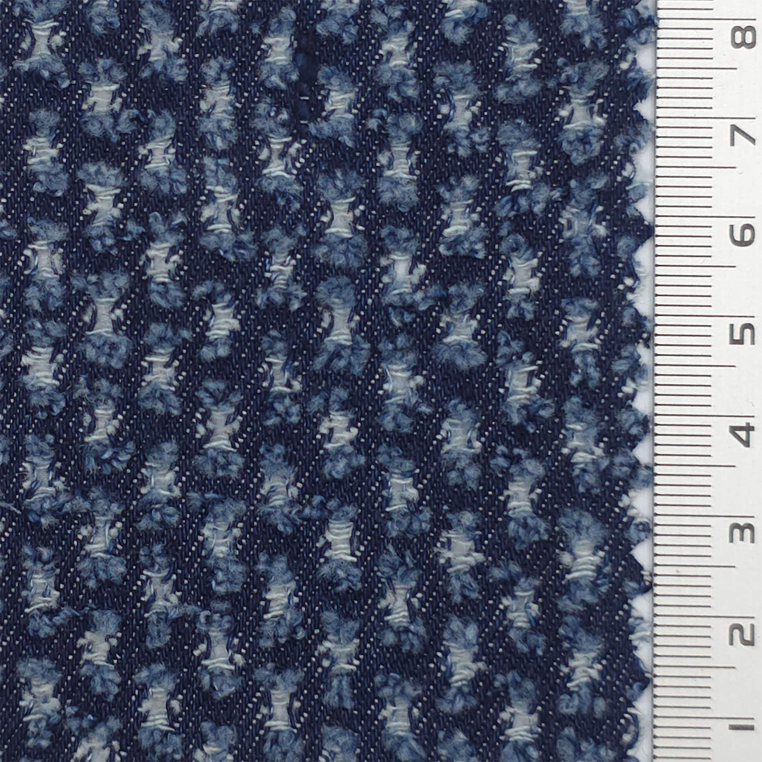 1.Light Blue-2.Medium Blue-3.Dark Blue-Swatch - Perforated Distressed Cotton Woven Fabric - FAB 1834