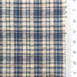 Navy Blue and Tan - Plaid Cotton Woven Fabric - FAB1862