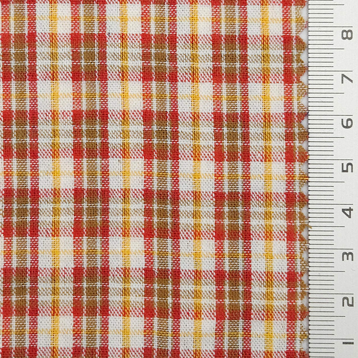 Multi Color Check YarnDyed Polyester Cotton Woven Fabric - FAB1788 - Red