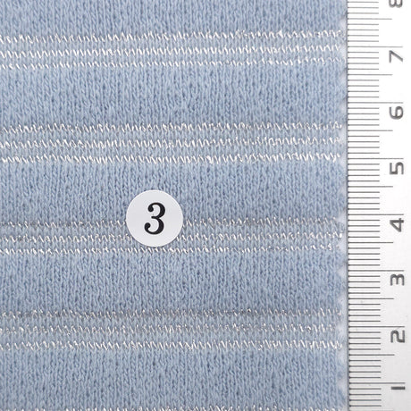 Light Blue - Metallic Stripe Knit Acry Metal Fabric - FAB1858