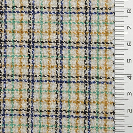 Check Tweed YarnDyed Rayon Polyester Spandex Woven Fabric - FAB1787 - 1.Multi-colored plaid-2.Navy blue and black plaid-3.Light-colored plaid 