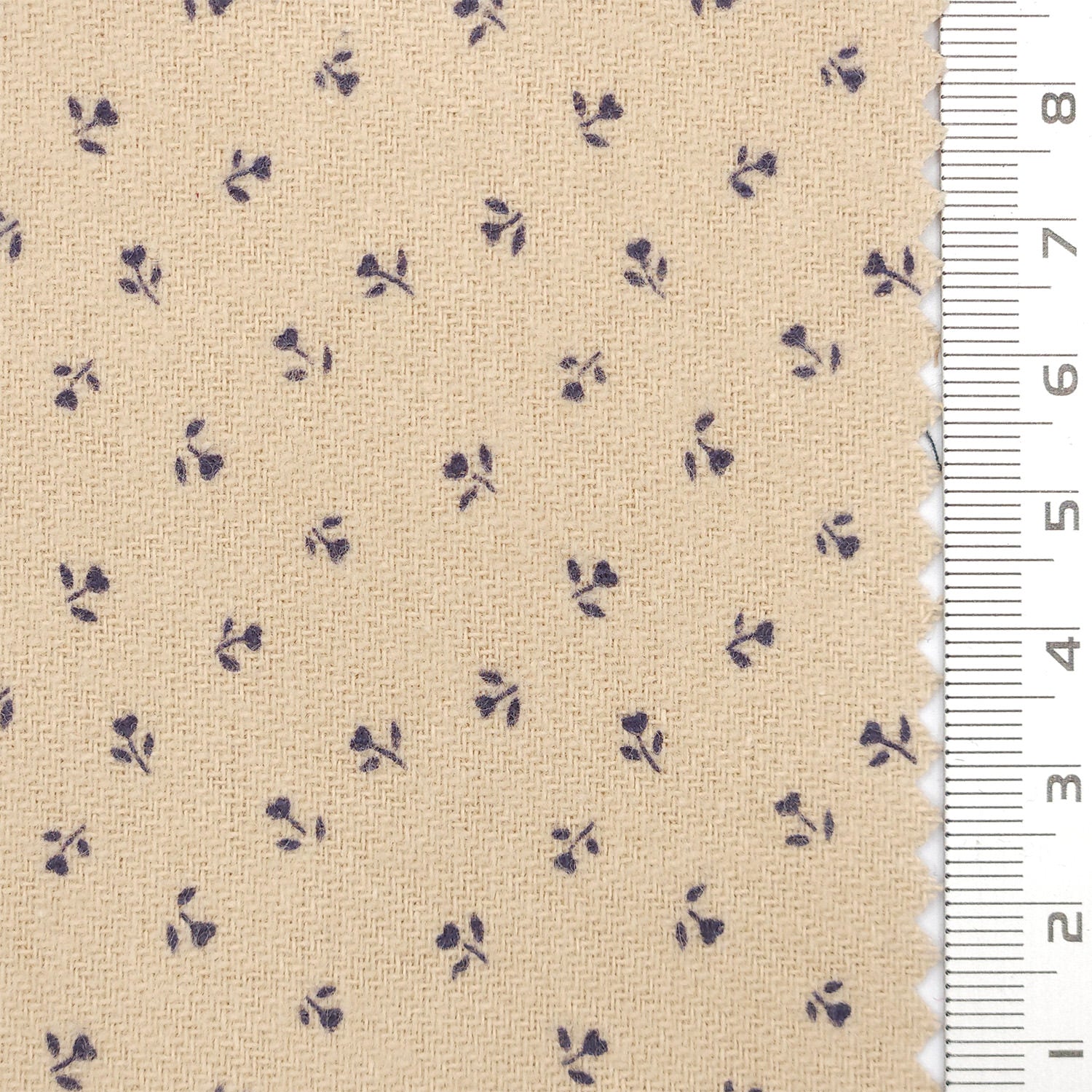 Scattered Floral Front Brushed Print Twill Cotton Woven Fabric - FAB 1748 - 3.Beige
