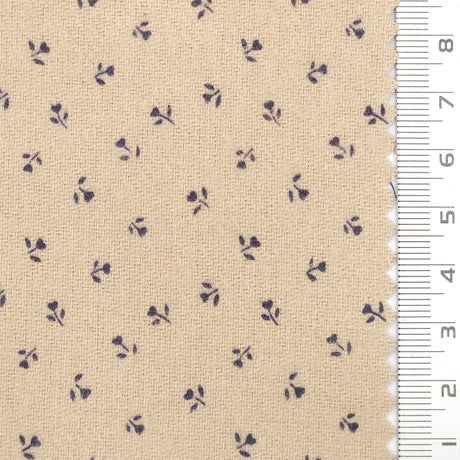 Scattered Floral Front Brushed Print Twill Cotton Woven Fabric - FAB1748 - 1.Yellow-2.Cream-3.Beige-4.Light gray-5.Rust-6.Olive-7.Navy blue-8.Black 