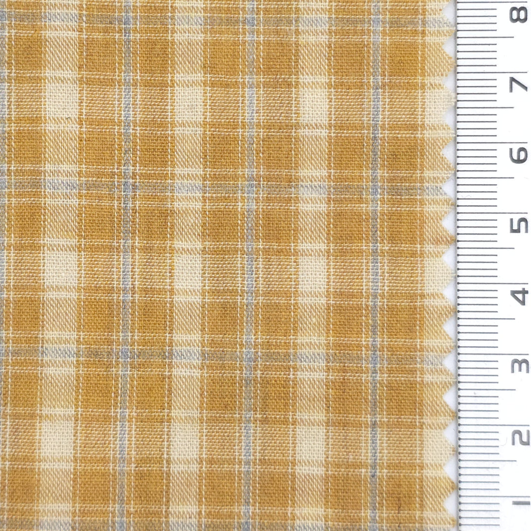 1: Navy Blue-2: Taupe-3: Mustard Yellow-4: Black-Swatch - Lightweight Crisp Check Cotton Poly Shirting Woven Fabric - FAB 1938