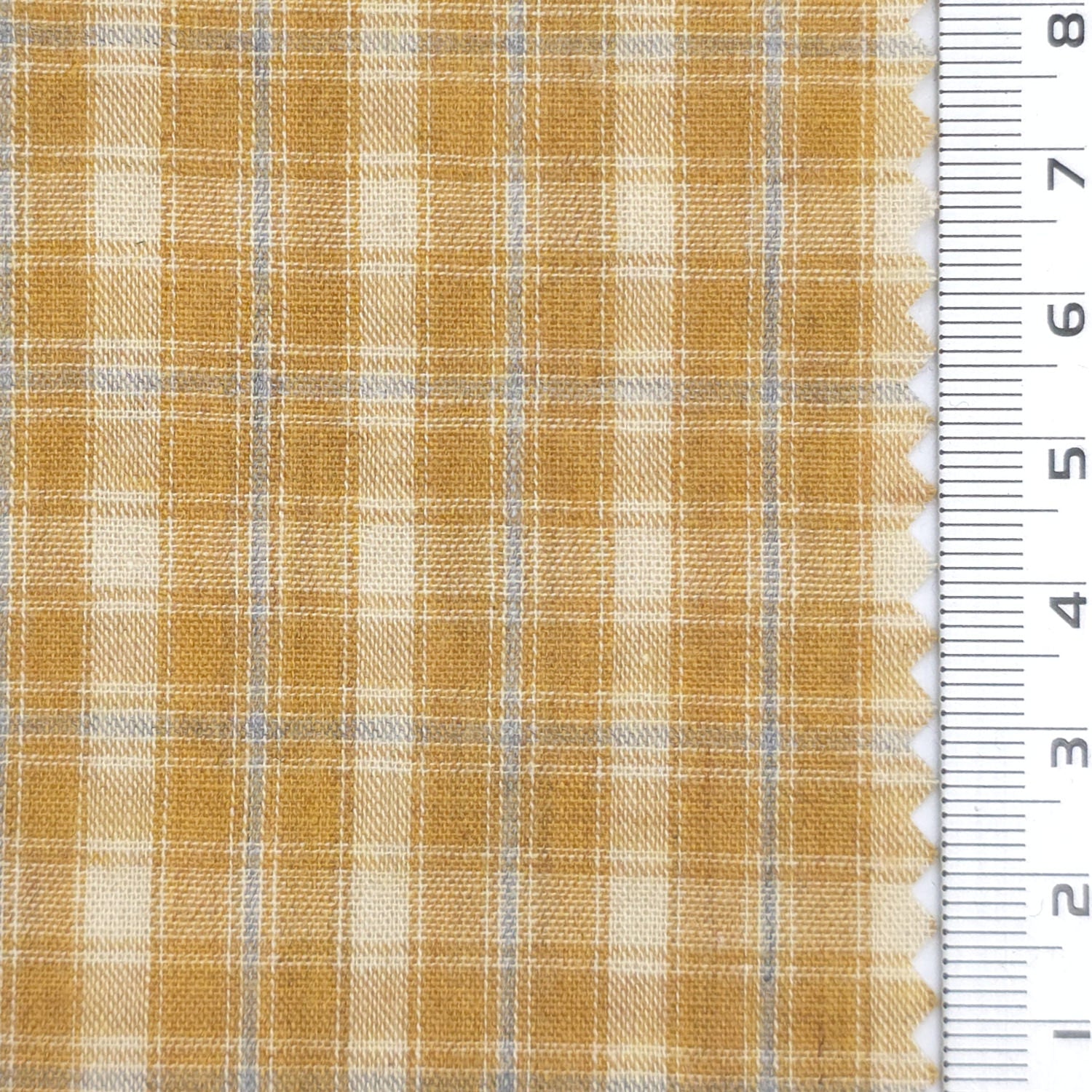 Mustard Yellow - Lightweight Crisp Check Cotton Poly Shirting Woven Fabric - FAB 1938
