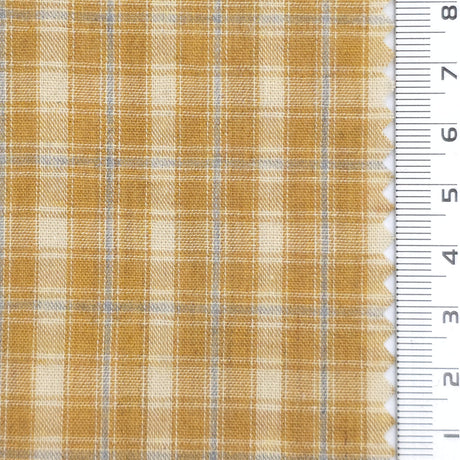 1: Navy Blue-2: Taupe-3: Mustard Yellow-4: Black-Swatch - Lightweight Crisp Check Cotton Poly Shirting Woven Fabric - FAB 1938