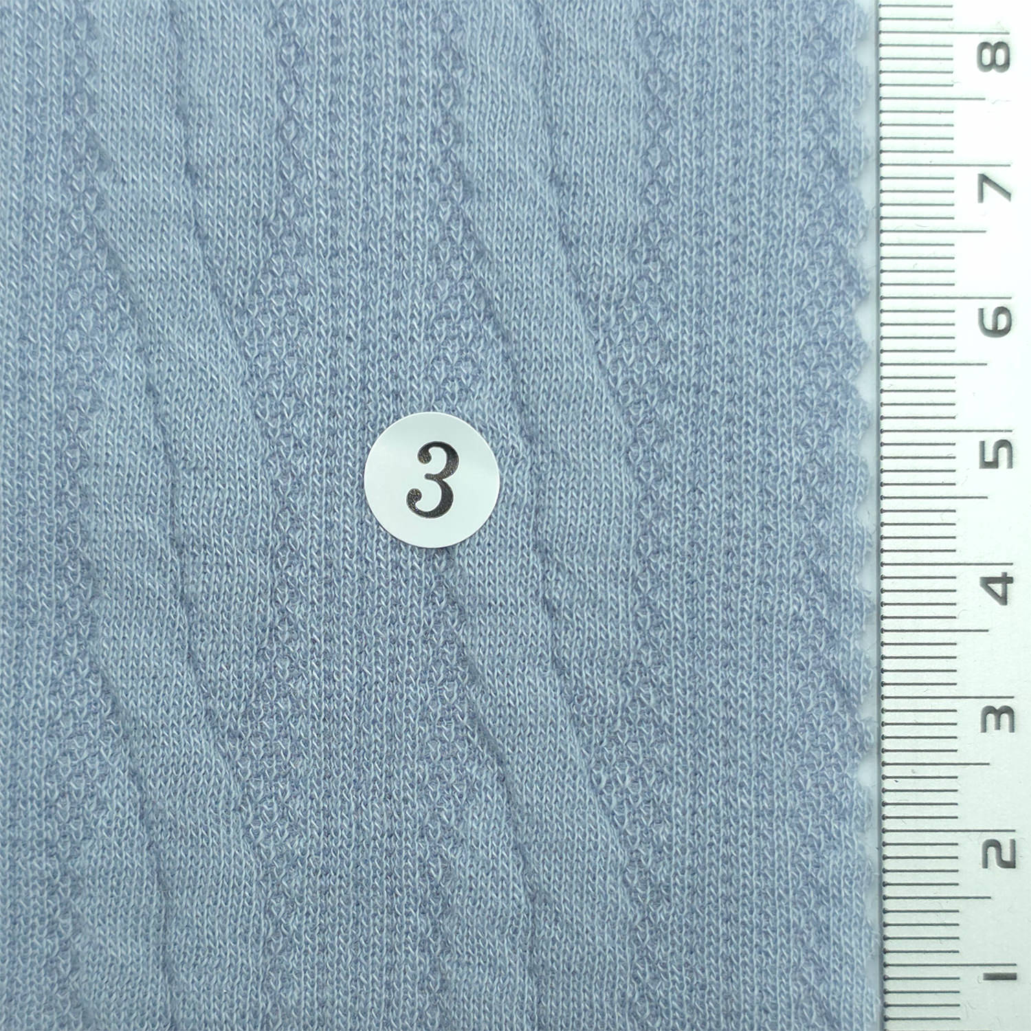 1: Pale Beige-2: Dusty Pink-3: Light Blue-4: Sage Green-5: Warm Gray - Cable Jacquard Poly Span Knit Fabric - FAB 1857