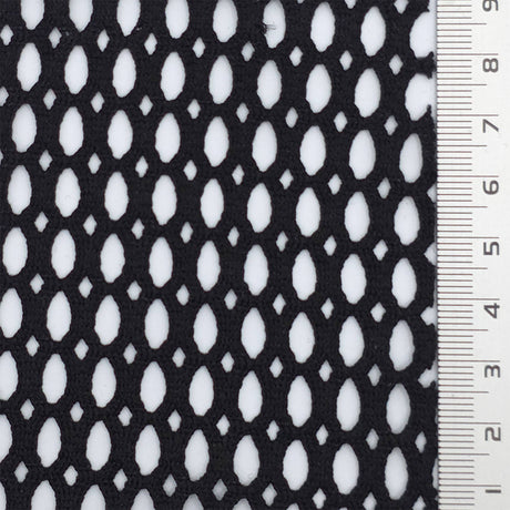 Black Textured Mesh Poly Knit Fabric - FAB1848